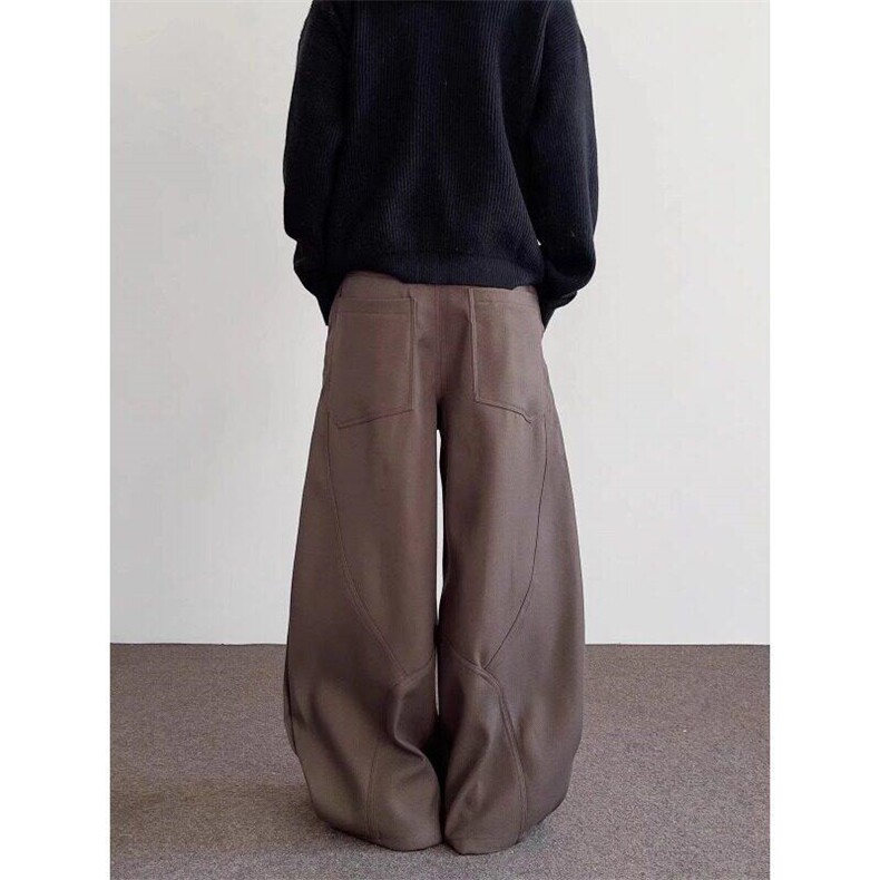 慵懒美式褶皱裁剪休闲裤男直筒拖地长裤子流行,男装休闲裤,星座716-2