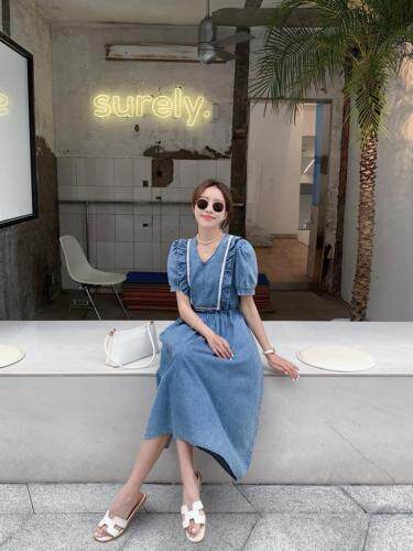 公主风牛仔连衣裙，女装连衣裙，肆尔