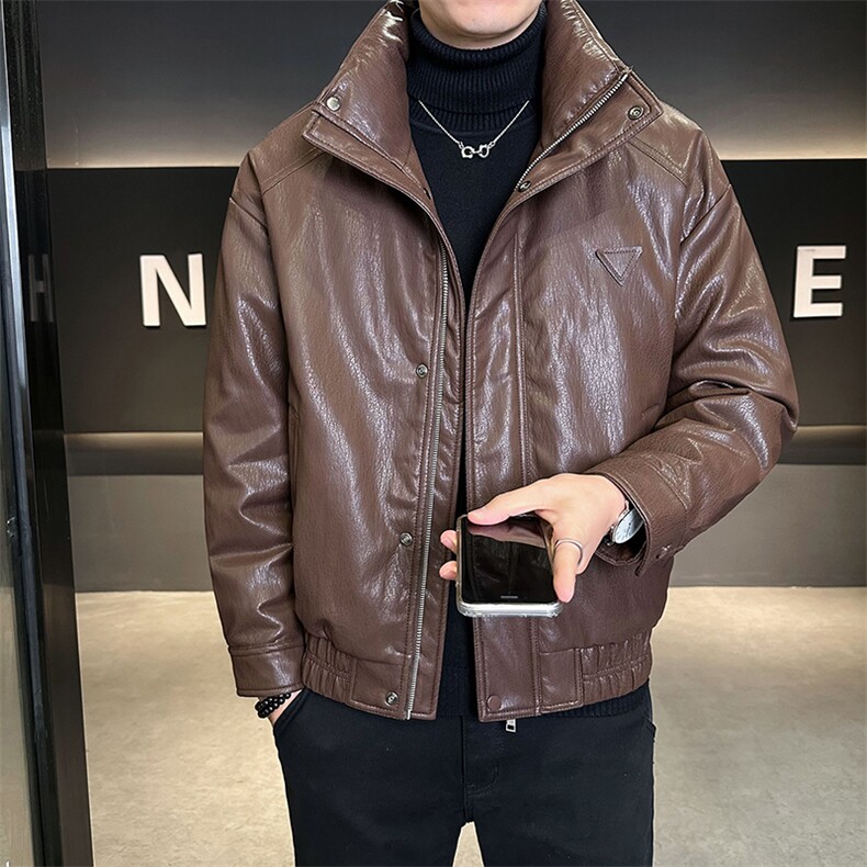 标50皮羽绒服男款2025冬季新款立领外套B240-YR9291-P255，男装羽绒服，电商B240
