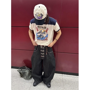 【有货】N7045CC-特P52 丹宁原牛飞机扣baggy廓形弯刀牛仔裤图片