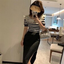 新款木耳边针织上衣冰爽面料，其它，XTZ style