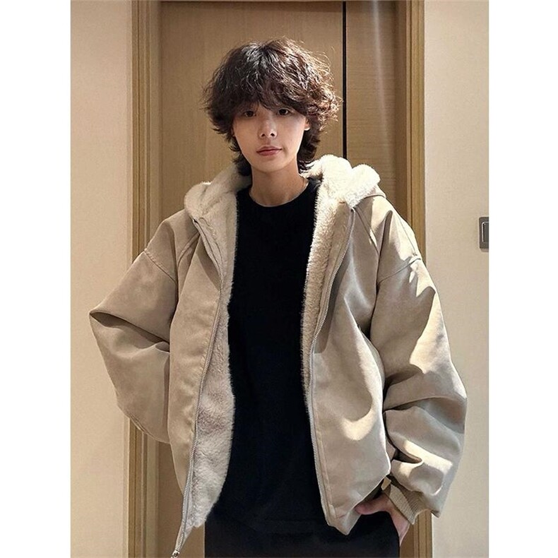 现货高品质美式高街冬季重磅座山雕大毛毛领pu皮棉衣男女加厚外套,男装皮衣,电商A443