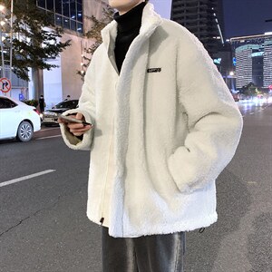 Q双面穿羊羔绒男冬季韩版港风ins宽松加厚衣夹克学生 W2256-P82图片