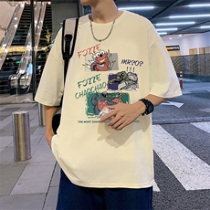 T833港风潮牌高街美式短袖T恤男夏季新款宽松重磅纯棉体恤，男装T恤，星座304A