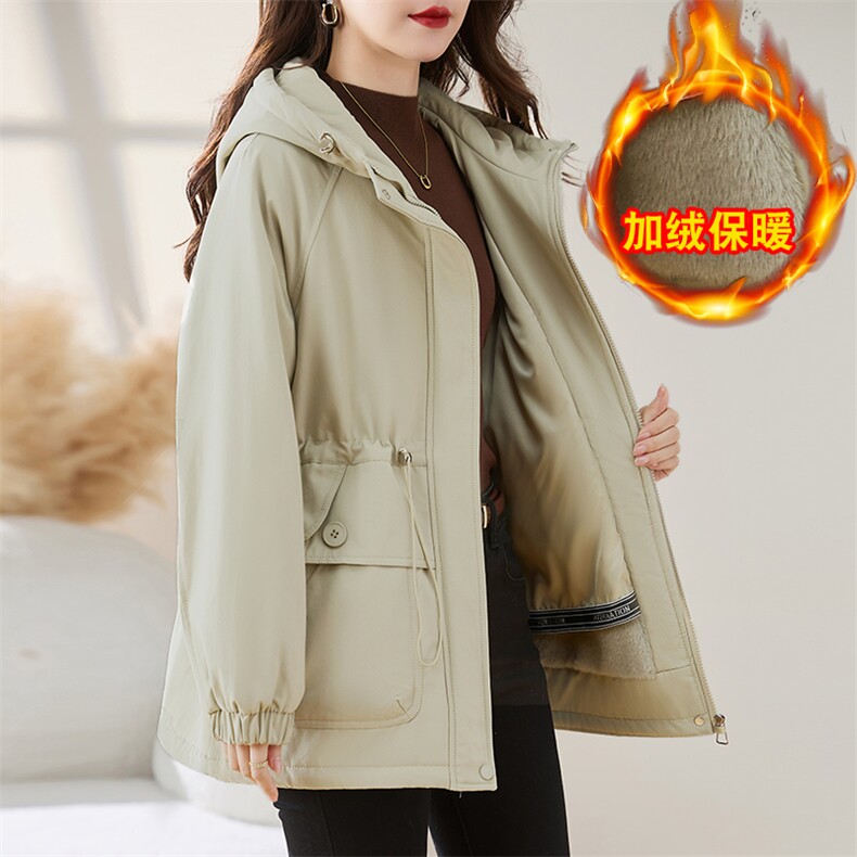 现货！2024冬季新款棉衣女安可拉红加绒棉服外套图片