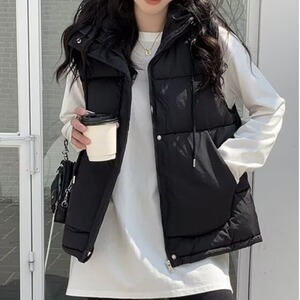棉衣马甲外穿女款2025秋季新款洋气连帽背心马夹棉服无袖外套图片