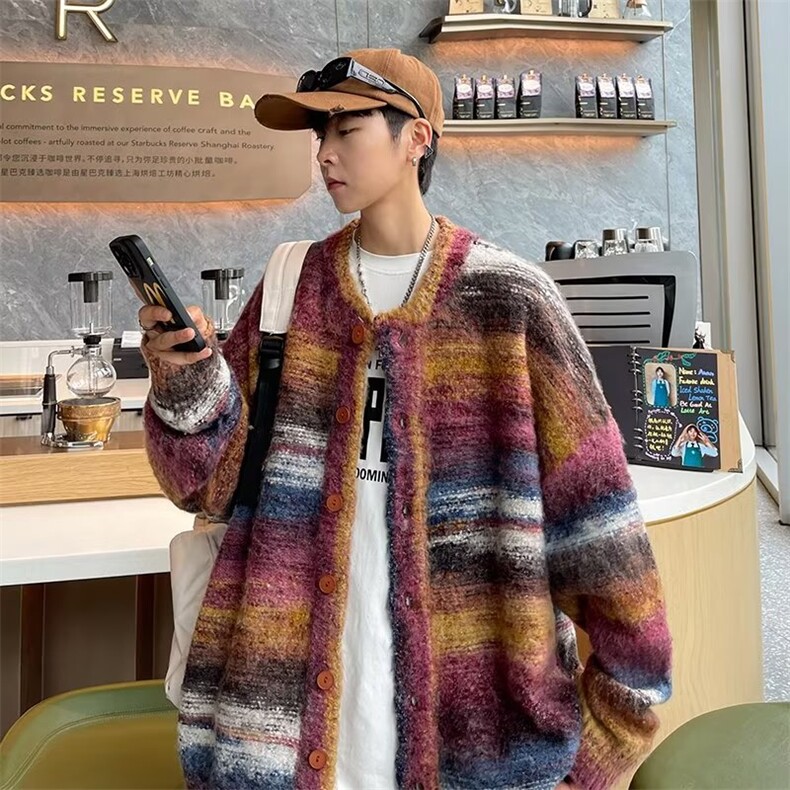 美式街头设计感毛衣男慵懒风休闲外套A321P70,男装针织衫/毛衣,星座1116-2