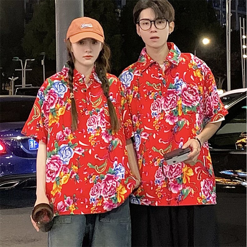 P01中性男女休闲大码花衣服polo衫宽松透气东北大花风团队服,男装Polo衫,星座115A(原星座507）