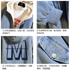 牛仔外套男大码加厚加绒衣男羊羔毛服男砖墙NM53260-P140，男装棉衣，电商A040A