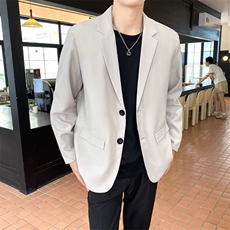 ins炸街休闲西装套装男秋冬季痞帅轻熟风宽松外套黑色西服W03，男装西服，星座1116A-2（原606A-1）