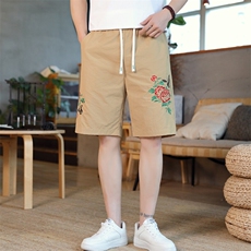 风大刺绣短裤男中式休闲百搭五分裤沙滩裤XZ310B-3-DK1905-P27，男装牛仔裤，星座310B-3