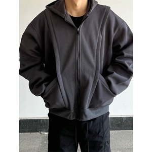 抖音得物高品质二开 25秋冬美式重磅宽松结构设计连帽卫衣外套W78图片