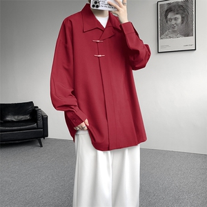 8XL-M 风新中式黑色翻领长袖衬衫男秋季休闲衬衣痞帅CS537P58图片