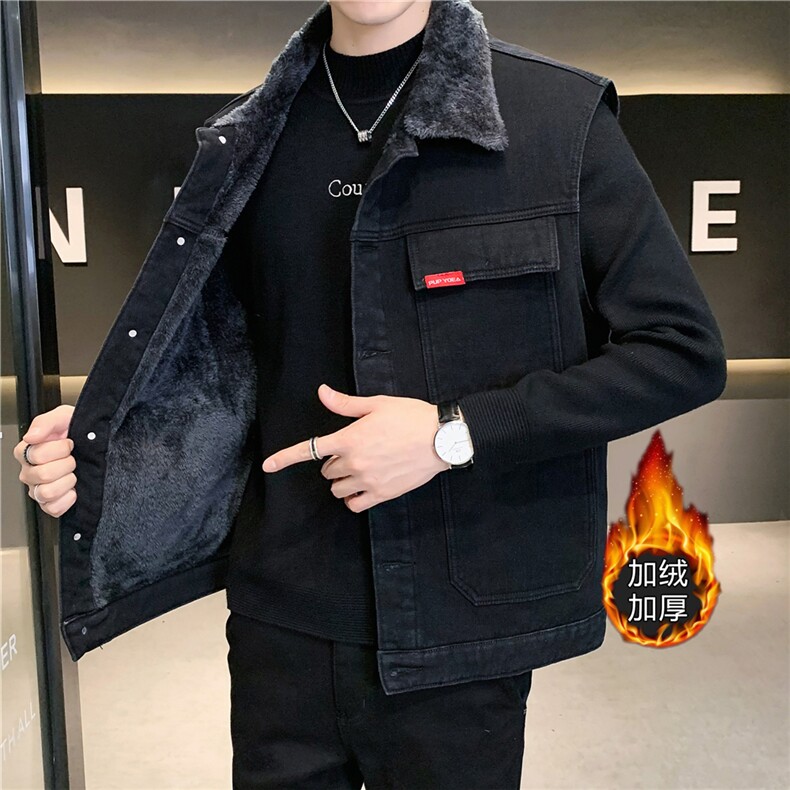 MJ208J-68-限价98 M-5XL 牛仔马甲大码加绒羊羔绒工装ins图片