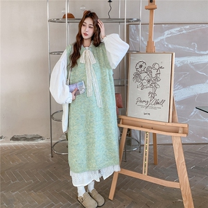 氛围感减龄套装裙女2025秋季新款法式温柔风针织背心连衣裙两件套图片