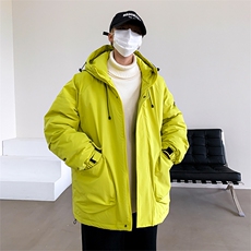新款棉服羽绒棉保暖连帽拼色冬装情侣装韩版宽松棉袄K16-P95，男装棉衣，电商A128