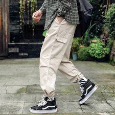 2021春秋季新日系四眼井大码宽松男束脚松紧腰休闲长裤K236-P40，男装休闲裤，电商A001
