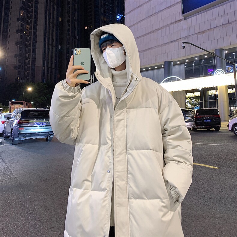 港风夜景长款连帽羽绒服 标50白鸭绒YR150 特批P195控298图片