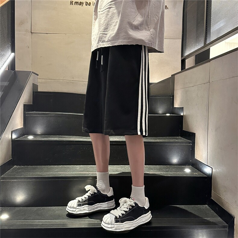 D2038-P25-控48短裤cleanfit男夏季新款大码条纹vibe拼接短裤，男装牛仔裤，星座103A-1