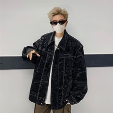 现货不缺货欧美水洗皮衣宽松假两件外套夹克1209-1-JK17-P108，男装夹克，星座1209-1