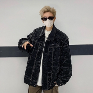 现货不缺货 欧美水洗皮衣 宽松假两件外套夹克 1209-1-JK17-P108图片