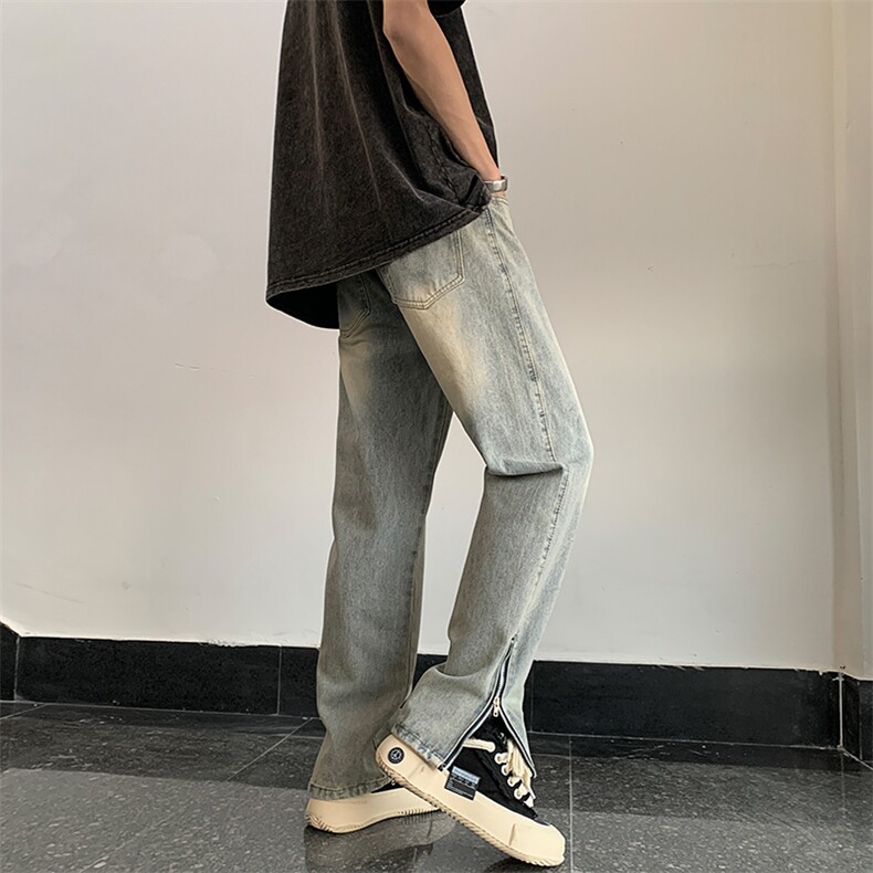 美式黄泥水洗拉链牛仔裤高街头复古百搭休闲长裤N08833-P45,男装牛仔裤,星座308B-1