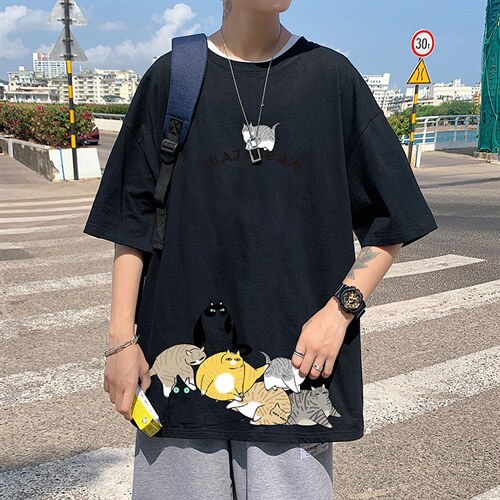 DX17155-P20纯棉短袖t恤男大码半袖打底衫宽松体恤衫港风，男装T恤，电商A040