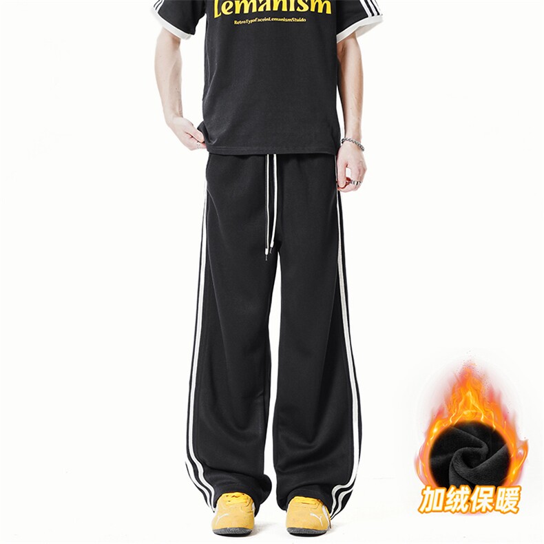 A178-K2838JR大货秋冬季加绒加厚三条杠卫裤直筒宽松特P42,男装休闲裤,电商A178