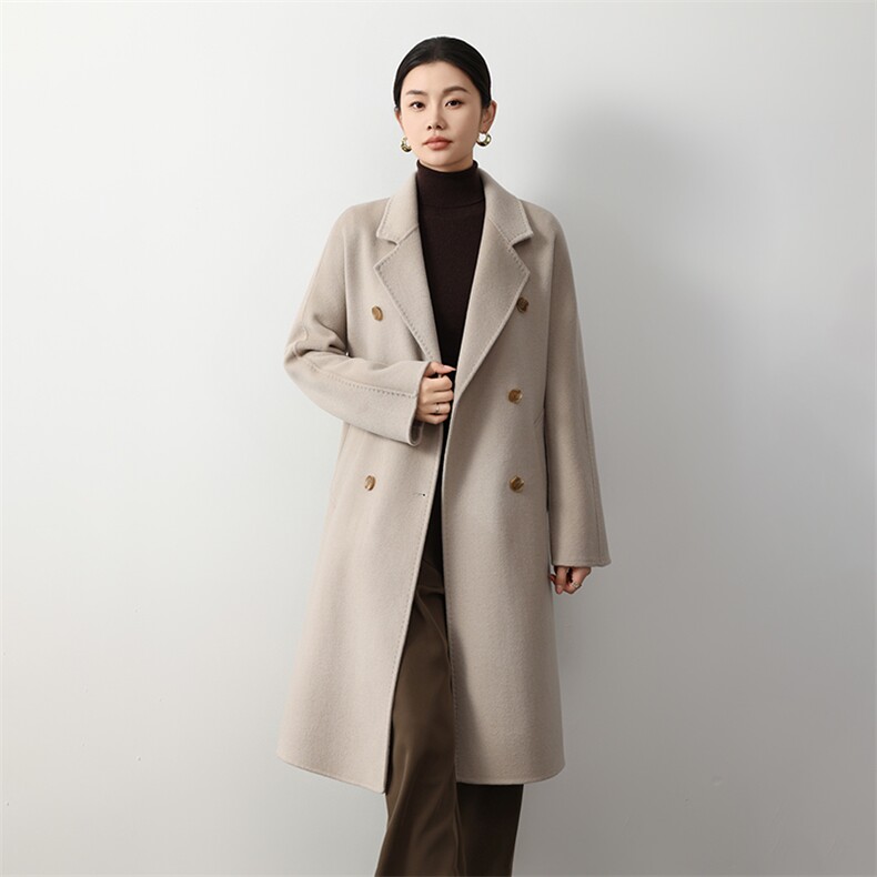 中长款双面羊毛大衣女2024秋冬新款双面呢大衣,女装双面呢大衣,众策羊绒