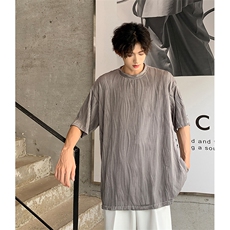 8XL-M特大码夏季短袖冰丝皱感透气T恤男潮垂感宽松半袖DX305P45，男装T恤，电商D206-1