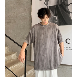 8XL-M 特大码夏季短袖冰丝皱感透气T恤男潮垂感宽松半袖DX305P45图片