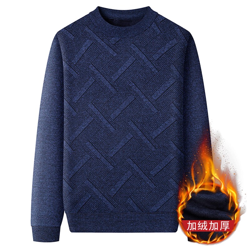 秋冬男士毛衣老年人加绒加厚休闲圆领保暖针织衫中年爸爸装W13P23,男装针织衫/毛衣,星座1706