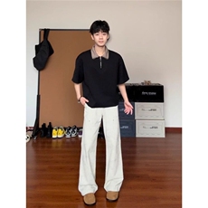 网络图现货夏季宽松拉链翻领运动男女短袖t恤潮牌半袖RT2506-P40，男装T恤，星座1005-4