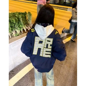 慵懒美式高街刺绣飞行员夹克棒球服女潮流无品牌新款文艺 J972图片