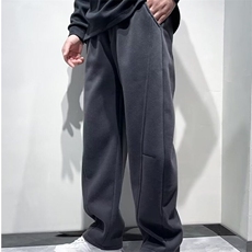 冬季新款青年结构拼接宽松加绒直筒裤男休闲抽绳弹力平口休闲裤，男装休闲裤，星座506A