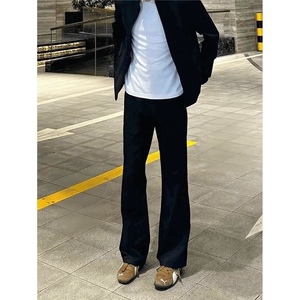 cleanfit毛呢柳叶弯刀西裤男美式高街vibe微喇裤子显瘦直筒休闲裤