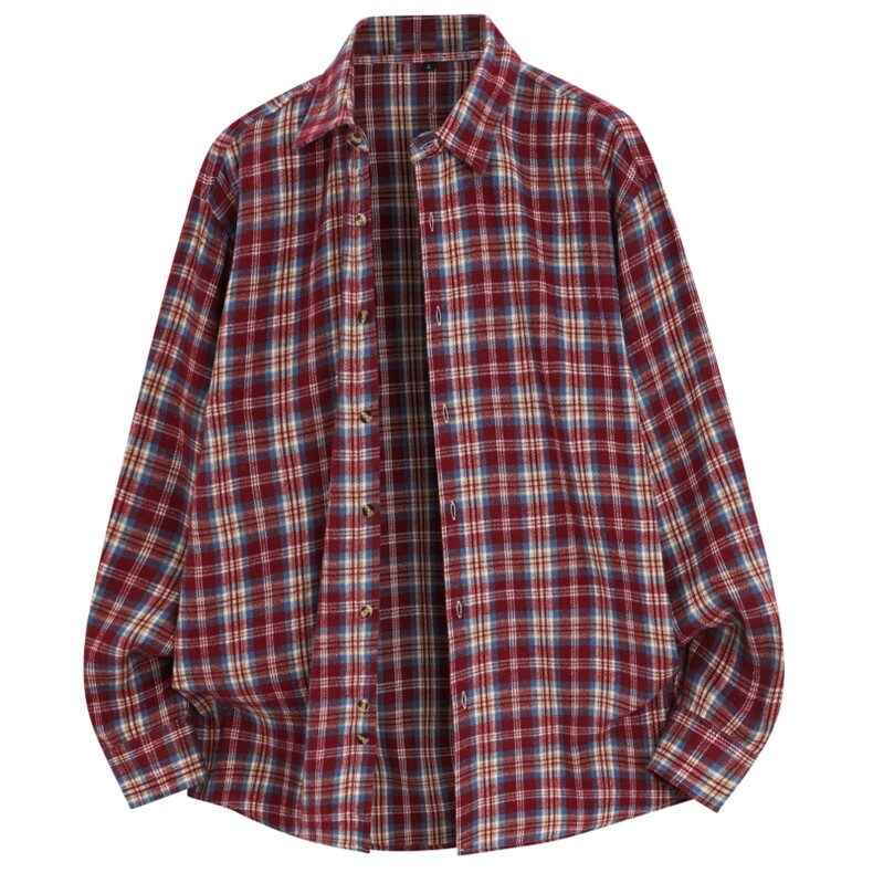 2026春季新款现货（跨境电商）四季款格子衬衫潮流宽松格纹衬衣,男装衬衫,星座1107-1
