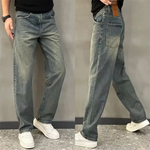 1506-1/N98921/P42美式复古做旧冰蓝色微喇显瘦牛仔裤男女宽松图片