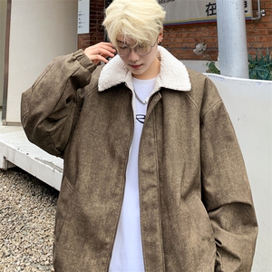 美式羊羔毛翻领皮棉衣男冬季复古加厚保暖棉服M6020 P120 控158图片