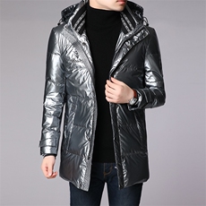 冬季新款羽绒服男中长款外套中年爸爸装厚连帽上衣HPN19008-P300，男装羽绒服，电商B212（原钱塘6029）