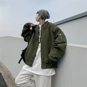 欧美高街外套男春秋痞帅飞行员夹克美式宽松棒球服潮JK08820-P55图片