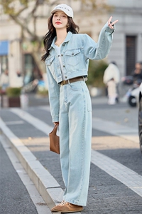 2025年春季新款牛仔套装休闲气质日常百搭牛仔套装女图片