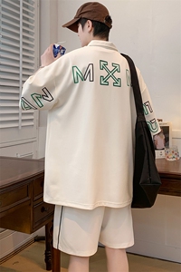 夏款青少年运动半袖套装刺绣印花翻领Polo衫男女 6631-P70控价98图片