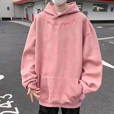 港风大码美式潮牌麂皮绒套头连帽卫衣男XZ213-JKPR204-P45控68，男装卫衣，星座213
