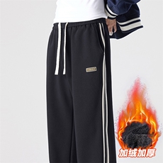 美式条纹休闲裤男加绒加厚宽松阔腿拖地长裤子男D015-P45加绒P50，男装卫衣，星座509