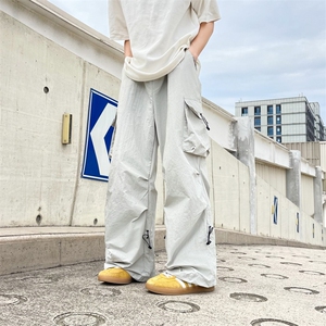 速干休闲伞兵裤男女夏vibe潮牌褶皱抽绳运动直筒工装裤MK987P46
