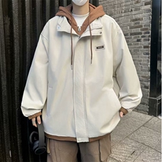 潮流假两件夹克男春秋季宽松情侣外套休闲痞帅连帽冲锋衣JX139，男装夹克，星座1116A-1（原606A）