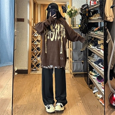 美式复古小众破洞毛衣外套男女ins潮宽松街头针织衫MY0554-P48，男装针织衫/毛衣，星座308B-1