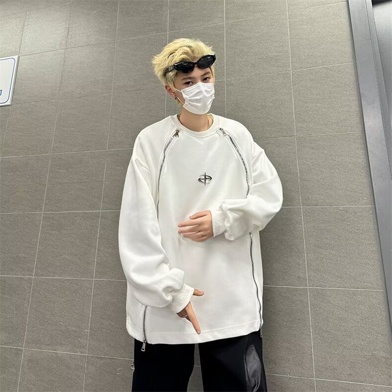 拉链美式高街长袖卫衣男春秋季小众设计宽松圆领外套A43-P45,女装短外套,星座1001-1