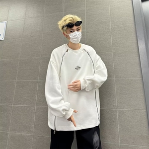 拉链美式高街长袖卫衣男春秋季小众设计宽松圆领外套 A43-P45图片